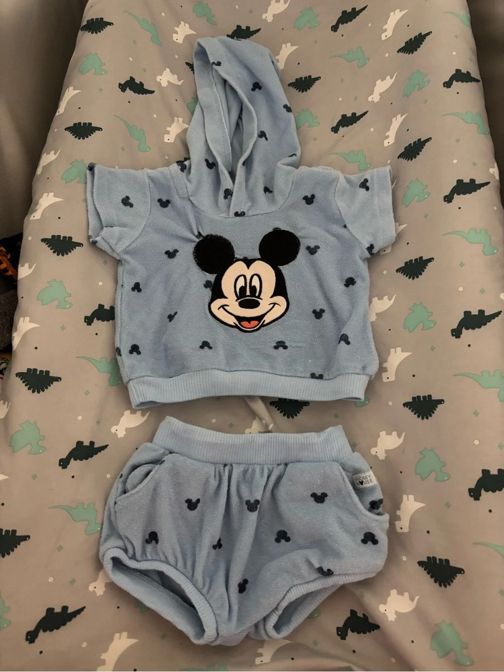 Disney Light Blue Mickey Mouse Hooded Two-Piece Set